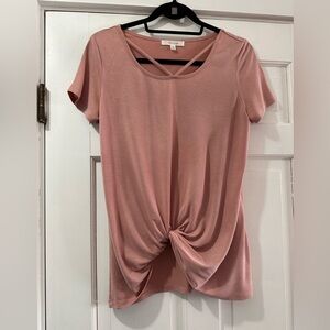 Active USA Mauve Twist-Front Short Sleeve Top